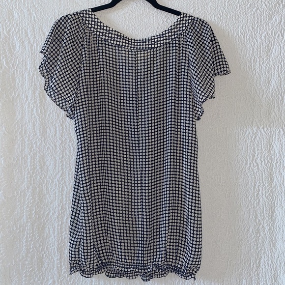 Max Studio Polka Dot Print Flutter Sleeve Elastic Waist Top - Picture 2 of 8